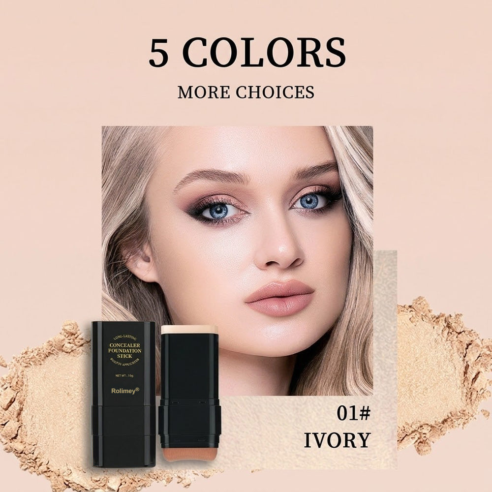 Dual-Ended Foundation & Concealer Stick with Built-in Brush